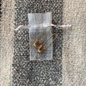 Gold plated safety pin earrings